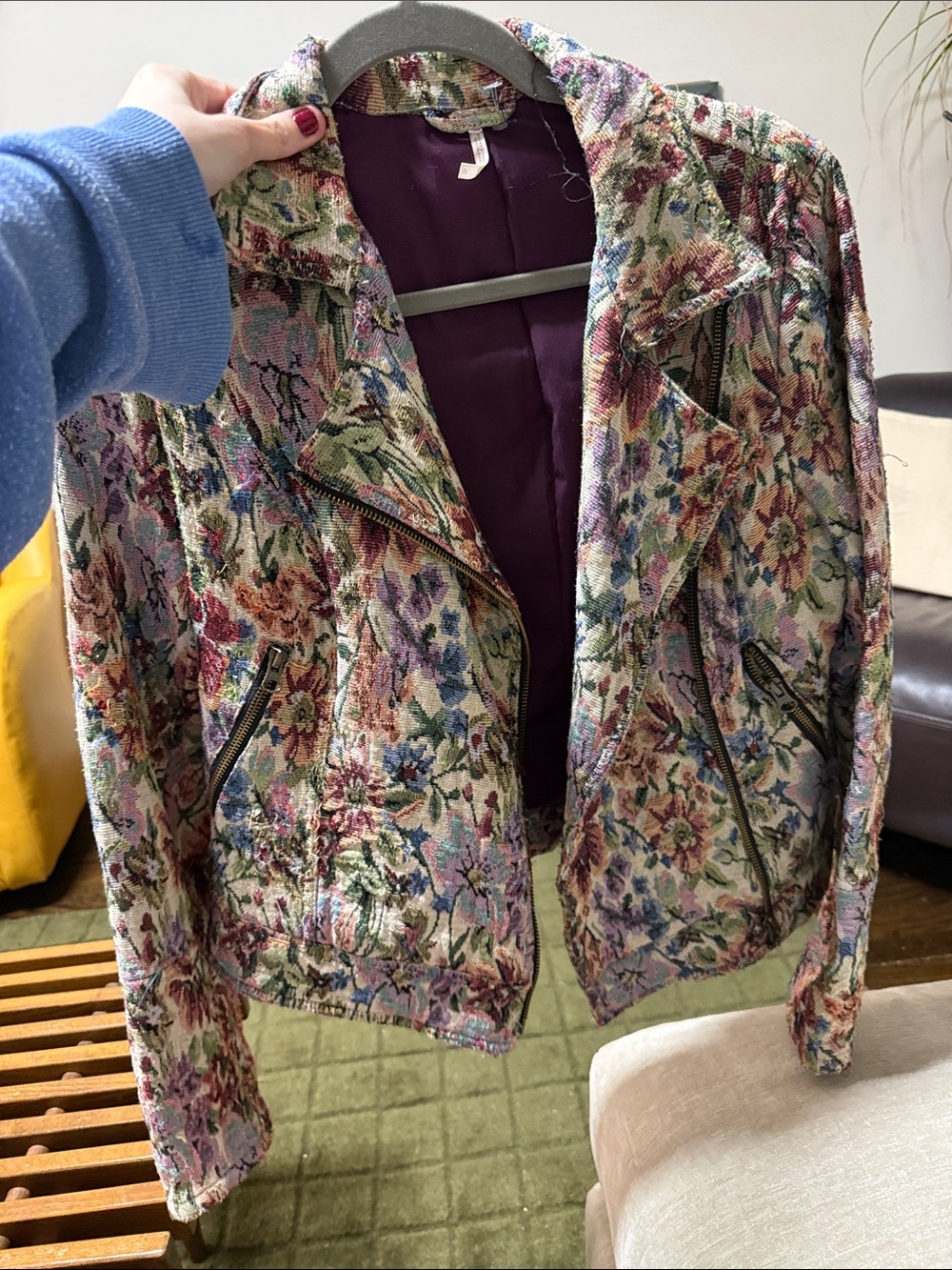 Free People Jacket sz 10 Floral Moto Style Jacket
